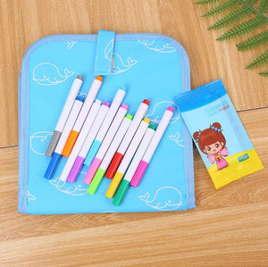 Erasable Doodling Book (12 Colored Pens Included)